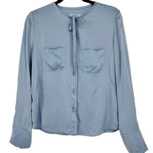 Talbots Pure Silk Pearl Button‎ Up Blouse Long Sleeve Top Size 8